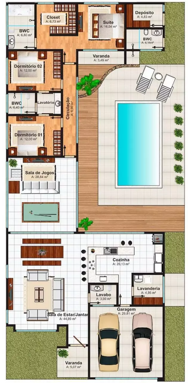 Increíbles ideas de diseño moderno de planos de casas con 3 dormitorios