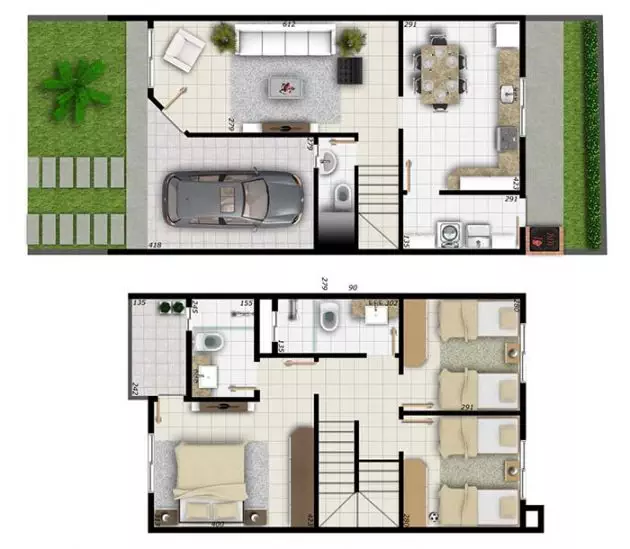 Increíbles ideas de diseño moderno de planos de casas con 3 dormitorios